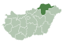 Map of Hungary highlighting Borsod-Abaúj-Zemplén County