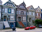 These Victorian rowhouses are in the Haight-Ashbury neighborhood of San Francisco, California.