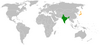 Location map for India and Japan.