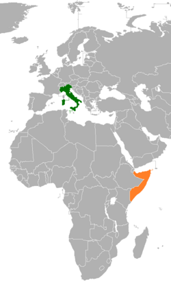 Map indicating locations of Italy and Somalia