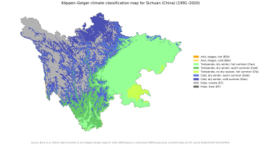 Köppen–Geiger climate classification map at 1-km resolution for Sichuan (China) for 1991–2020