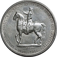 Photo of Lafayette dollar, reverse, showing statue of Lafayette