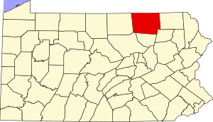 Map of Pennsylvania highlighting Bradford County