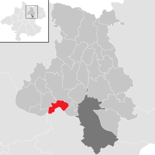 Lage der Gemeinde Ottensheim im Bezirk Urfahr-Umgebung (anklickbare Karte)