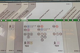 Une partie du plan de la ligne D du RER