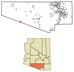 Location of Ali Chuk in Pima County, Arizona.