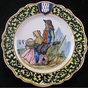 Assiette Porquier-Beau (vers 1898-1904), localisation inconnue.