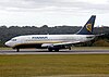 A Ryanair Boeing 737 on the landing roll at Bristol Airport