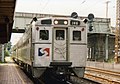 Eastbound SEPTA 145 making a station stop near Valley Forge, Pennsylvania.