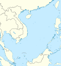 Map of the South China Sea with a mark showing the location of F/B "Gem-Ver" at the time of the incident