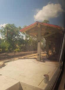 Construction progress of the Sunrail Deland station platform as seen within the Silver Meteor.