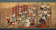 Room 90 - Courtesans of the Tamaya House, attributed to Utagawa Toyoharu, screen painting; Japan, Edo period, late 1770s or early 1780s AD