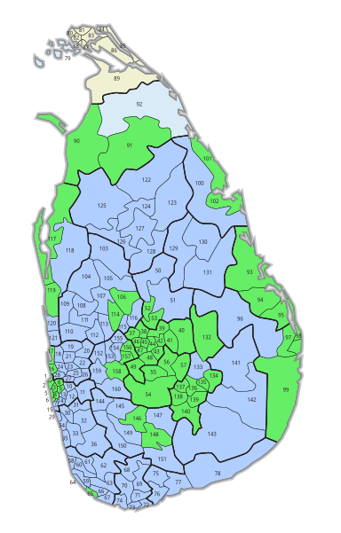 Majorities according to polling divisions