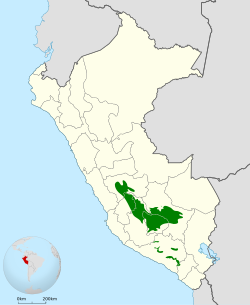 Distribución geográfica del dacnis andino, excluyendo X. petersi.