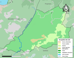 Carte en couleurs présentant l'occupation des sols.