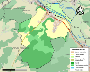 Carte en couleurs présentant l'occupation des sols.