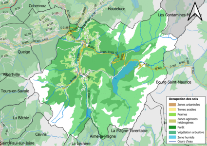 Carte en couleurs présentant l'occupation des sols.