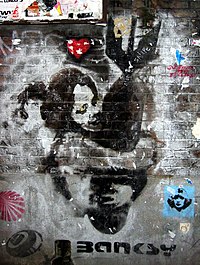 Stencil art by Banksy, Brick Lane, London