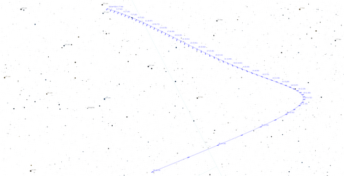 The position of comet C/2023 A3 in August and September 2024 with the expected apparent magnitudes. The comet is located in the constellation Leo between the two stars 55 and 57 Leonis about six degrees south of the ecliptic at the beginning of August and then moves towards the constellation Sextans. With increasing apparent brightness, it turns back toward the constellation Leo in the second half of September at maximum southern ecliptic latitude (just under 14 degrees of arc).