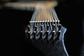 The longer bass strings are wound, and attached to the neck.