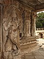 Dwarapalaka (door keeper) and a profile of the mantapa at the Vaidyeshvara temple, Talakad