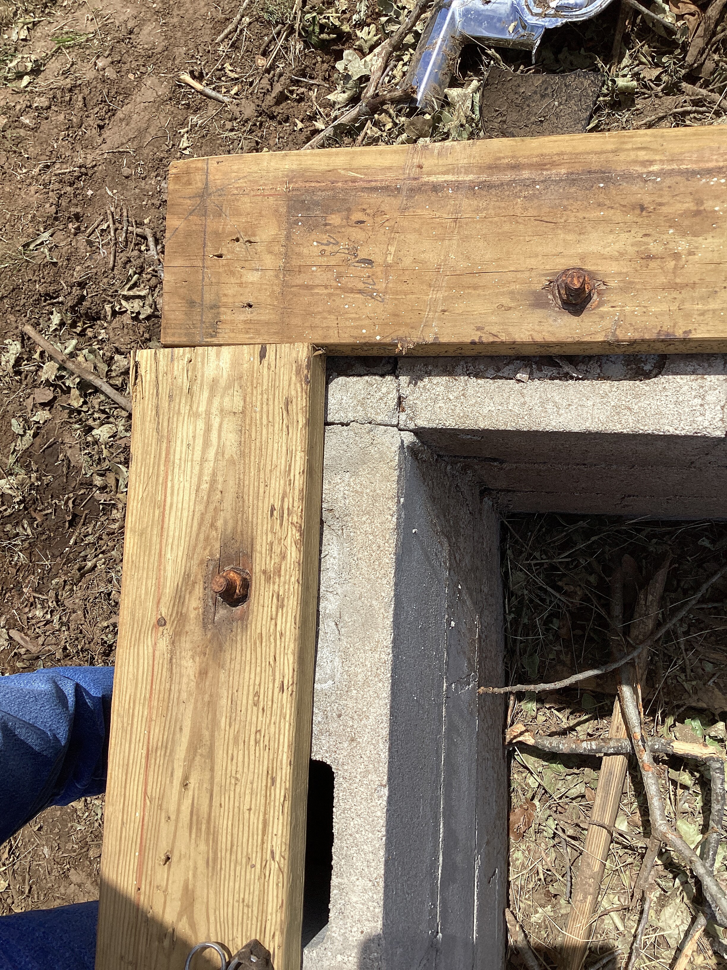 A small part of the foundation of a home that was destroyed at EF4 intensity southwest of Barnsdall, Oklahoma.