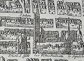 Plan de Tavernier (vers 1630) : Filles Pénitentes de Saint-Magloire, rue Saint-Denis.