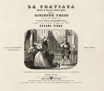 Vocal score cover of La traviata, by Leopoldo Ratti (restored by Adam Cuerden)