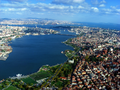 The Golden Horn, looking from upstream to downstream (i.e. from northwest to southeast), toward the Bosphorus.