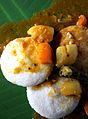 Idli and sambar, a typical south Indian breakfast dish.