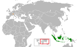 Map indicating locations of Indonesia and Switzerland