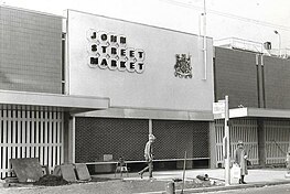 An old market entrance from the 1970s for the then John Street Market in Bradford.