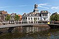 Leiden, bridge (de Waaghoofdbrug) with churchtower (de Hartebrugkerk)