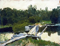 By the Pool (sketch, 1891, cardboard, oil, State Tretyakov Gallery)