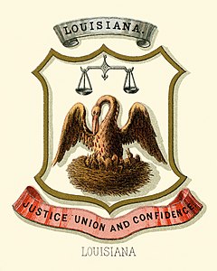 Coat of arms of Louisiana at Historical coats of arms of the U.S. states from 1876, by Henry Mitchell (restored by Godot13)