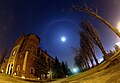 Moon halo during conjunction with Jupiter, December 18, 2013