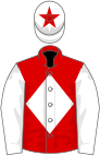 Red, white diamond and sleeves, white cap, red star