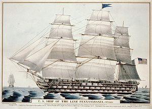 Currier lithograph of USS Pennsylvania, 1846