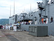 2013年中正軍港營區開放活動，開放遊客登艦的子儀軍艦，攝於12號碼頭右舷舷梯前。