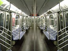 Interior of an unrefurbished R160A car