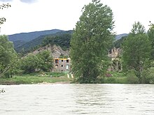 Rio Ara a su paso por Jánovas, actualmente en reconstrucción. Fiscal (Huesca)