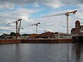 Blick über die Baustelle von der Weser aus, im Mai 2015