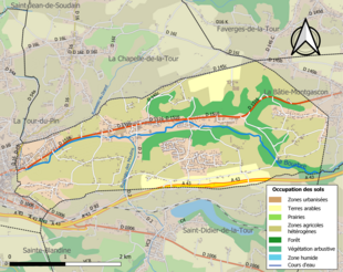 Carte en couleurs présentant l'occupation des sols.