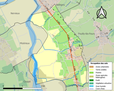 Carte en couleurs présentant l'occupation des sols.