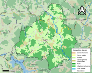 Carte en couleurs présentant l'occupation des sols.