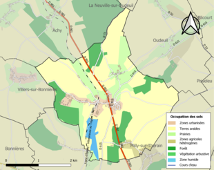 Carte en couleurs présentant l'occupation des sols.