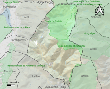 Carte des ZNIEFF de type 1 sur la commune.