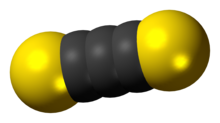 Space-filling model of the carbon subsulfide molecule