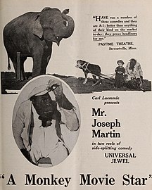 Carl Laemmle Presents Mr. Joseph Martin a Monkey Movie Star