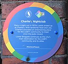 Rainbow plaque outside Charlie's Nightclub
